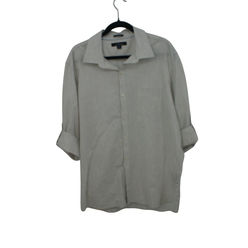 Marc Anthony Mens Slim Fit Striped Button Front Shirt Grey Heather XL MAS124003